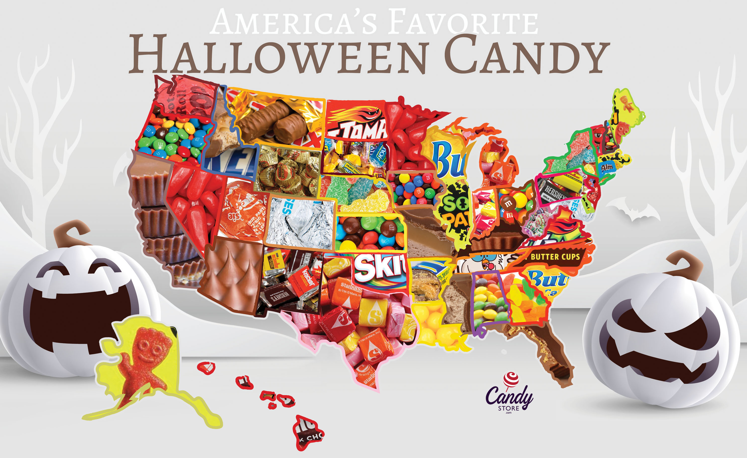 Top Halloween Candy by State Interactive Map